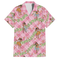 Lokelani Pink Palaka Hula Girls Seamless Hawaii Aloha Family Matching Short Sleeve Bodycon Dress and Hawaiian Shirt LT7 Dad's Shirt - Short Sleeve Pink - Polynesian Pride