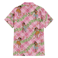 Lokelani Pink Palaka Hula Girls Seamless Hawaii Aloha Family Matching Short Sleeve Bodycon Dress and Hawaiian Shirt LT7 - Polynesian Pride