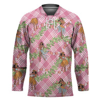 Lokelani Pink Palaka Hula Girls Seamless Hawaii Aloha Hockey Jersey LT7 Unisex Pink - Polynesian Pride