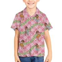 Lokelani Pink Palaka Hula Girls Seamless Hawaii Aloha Kid Hawaiian Shirt LT7 Kid Pink - Polynesian Pride