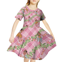 Lokelani Pink Palaka Hula Girls Seamless Hawaii Aloha Kid Short Sleeve Dress LT7 - Polynesian Pride