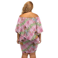 Lokelani Pink Palaka Hula Girls Seamless Hawaii Aloha Off Shoulder Short Dress LT7 - Polynesian Pride