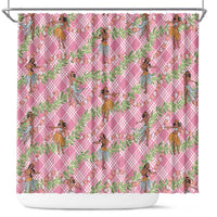 Lokelani Pink Palaka Hula Girls Seamless Hawaii Aloha Shower Curtain - Polynesian Pride