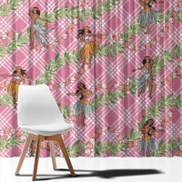 Lokelani Pink Palaka Hula Girls Seamless Hawaii Aloha Window Curtain - Polynesian Pride