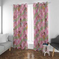 Lokelani Pink Palaka Hula Girls Seamless Hawaii Aloha Window Curtain - Polynesian Pride