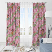 Lokelani Pink Palaka Hula Girls Seamless Hawaii Aloha Window Curtain - Polynesian Pride