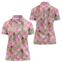 Lokelani Pink Palaka Hula Girls Seamless Hawaii Aloha Women Polo Shirt LT7 - Polynesian Pride