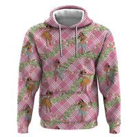 Lokelani Pink Palaka Hula Girls Seamless Hawaii Aloha Zip Hoodie LT7 Pullover Hoodie Pink - Polynesian Pride