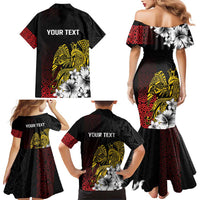 Personalized Papua New Guinea 50th Independence Anniversary Family Matching Mermaid Dress and Hawaiian Shirt Oro Tapa Mix Plumeria LT7 - Polynesian Pride
