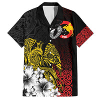 Personalized Papua New Guinea 50th Independence Anniversary Family Matching Off The Shoulder Long Sleeve Dress and Hawaiian Shirt Oro Tapa Mix Plumeria