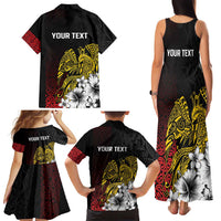 Personalized Papua New Guinea 50th Independence Anniversary Family Matching Tank Maxi Dress and Hawaiian Shirt Oro Tapa Mix Plumeria LT7 - Polynesian Pride