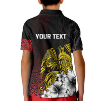 Personalized Papua New Guinea 50th Independence Anniversary Kid Polo Shirt Oro Tapa Mix Plumeria LT7 - Polynesian Pride