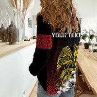 Personalized Papua New Guinea 50th Independence Anniversary Women Casual Shirt Oro Tapa Mix Plumeria LT7 - Polynesian Pride
