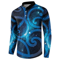 New Zealand Maori Matariki Button Sweatshirt Galaxy Kowhaiwhai