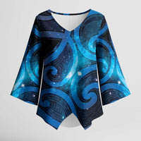 New Zealand Maori Matariki Kimono Sleeve Blouse Galaxy Kowhaiwhai LT7 Female Galaxy - Polynesian Pride