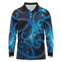 New Zealand Maori Matariki Long Sleeve Polo Shirt Galaxy Kowhaiwhai LT7 Galaxy - Polynesian Pride