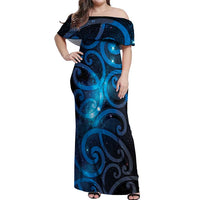 New Zealand Maori Matariki Off Shoulder Maxi Dress Galaxy Kowhaiwhai LT7 Women Galaxy - Polynesian Pride