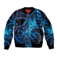 New Zealand Maori Matariki Sleeve Zip Bomber Jacket Galaxy Kowhaiwhai