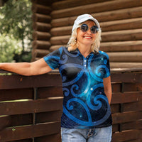 New Zealand Maori Matariki Women Polo Shirt Galaxy Kowhaiwhai