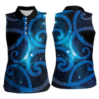 New Zealand Maori Matariki Women Sleeveless Polo Shirt Galaxy Kowhaiwhai