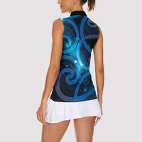 New Zealand Maori Matariki Women Sleeveless Polo Shirt Galaxy Kowhaiwhai