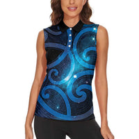 New Zealand Maori Matariki Women Sleeveless Polo Shirt Galaxy Kowhaiwhai