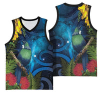 Tui Bird New Zealand Starry Sky Basketball Jersey Maori Koru