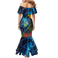 Tui Bird New Zealand Starry Sky Family Matching Mermaid Dress and Hawaiian Shirt Maori Koru LT7 - Polynesian Pride