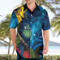 Tui Bird New Zealand Starry Sky Hawaiian Shirt Maori Koru