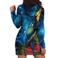 Tui Bird New Zealand Starry Sky Hoodie Dress Maori Koru