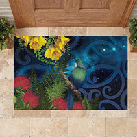 Tui Bird New Zealand Starry Sky Rubber Doormat Maori Koru