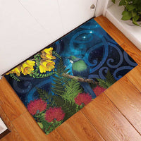 Tui Bird New Zealand Starry Sky Rubber Doormat Maori Koru