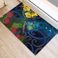 Tui Bird New Zealand Starry Sky Rubber Doormat Maori Koru