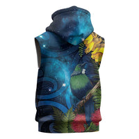 Tui Bird New Zealand Starry Sky Sleeveless Zip Hoodie Maori Koru