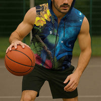 Tui Bird New Zealand Starry Sky Sleeveless Zip Hoodie Maori Koru