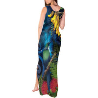 Tui Bird New Zealand Starry Sky Tank Maxi Dress Maori Koru LT7 - Polynesian Pride