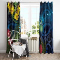 Tui Bird New Zealand Starry Sky Window Curtain Maori Koru