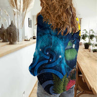 Tui Bird New Zealand Starry Sky Women Casual Shirt Maori Koru