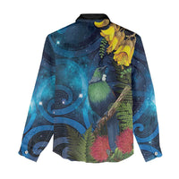 Tui Bird New Zealand Starry Sky Women Casual Shirt Maori Koru