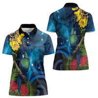 Tui Bird New Zealand Starry Sky Women Polo Shirt Maori Koru LT7 - Polynesian Pride