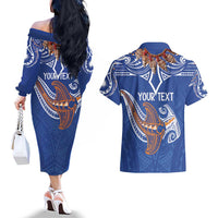 Yokwe Marshall Islands Personalized Couples Matching Off The Shoulder Long Sleeve Dress and Hawaiian Shirt Jemenei Day - Seashell Necklace