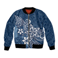 Polynesia Bomber Jacket Plumeria Blue Curves LT7 Unisex Blue - Polynesian Pride