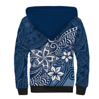 Polynesia Sherpa Hoodie Plumeria Blue Curves LT7 - Polynesian Pride