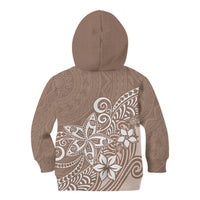 Polynesia Kid Hoodie Plumeria Beige Curves LT7 - Polynesian Pride