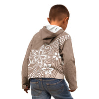 Polynesia Kid Hoodie Plumeria Beige Curves LT7 - Polynesian Pride