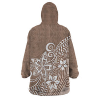 Polynesia Wearable Blanket Hoodie Plumeria Beige Curves LT7 - Polynesian Pride