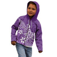 Polynesia Kid Hoodie Plumeria Purple Curves LT7 - Polynesian Pride