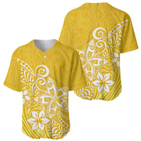 Polynesia Baseball Jersey Plumeria Yellow Curves LT7 - Polynesian Pride