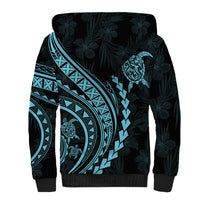 Polynesian Pride Sherpa Hoodie Turtle Hibiscus Luxury Style - Aquamarine LT7 - Polynesian Pride