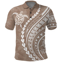 Polynesian Pride Polo Shirt Turtle Hibiscus Luxury Style - Beige LT7 Beige - Polynesian Pride